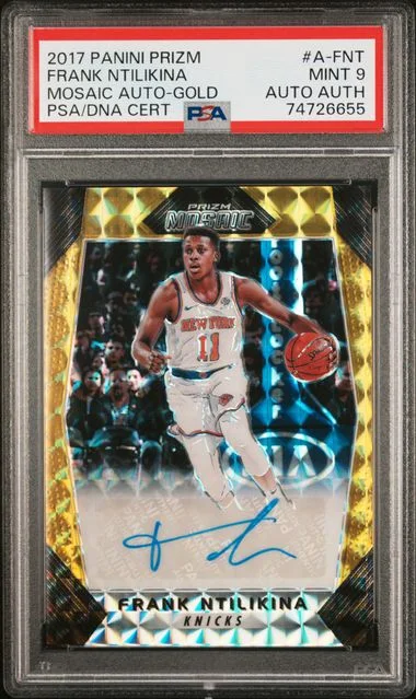2017 Panini Prizm Mosaic Autographs Gold A-Fnt Frank Ntilikina #no-number card image