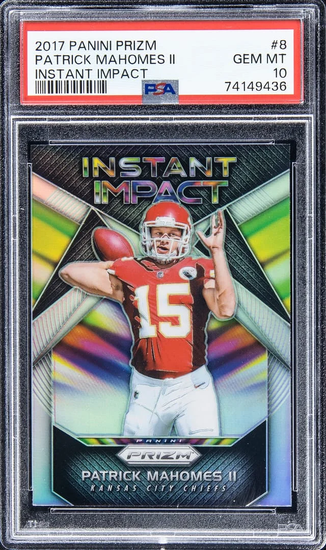 2017 Panini Prizm Patrick Mahomes II Instant Impact Green Prizm #8 card image