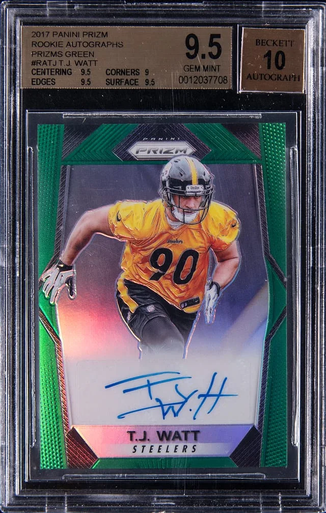 2017 Panini Prizm TJ Watt Autographs Prizms Blue Wave #RA-TJ card image