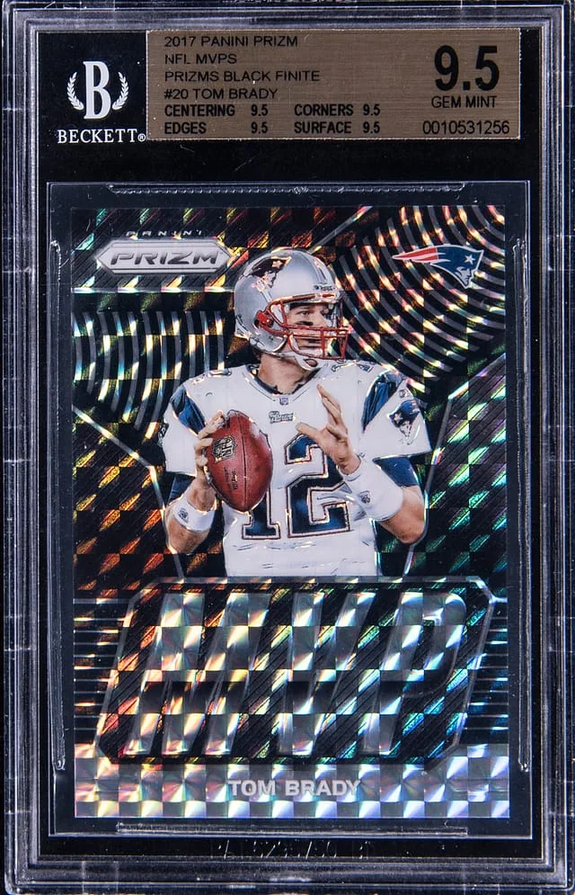 2017 Panini Prizm Tom Brady NFL MVPs Black Finite Prizm #20 card image