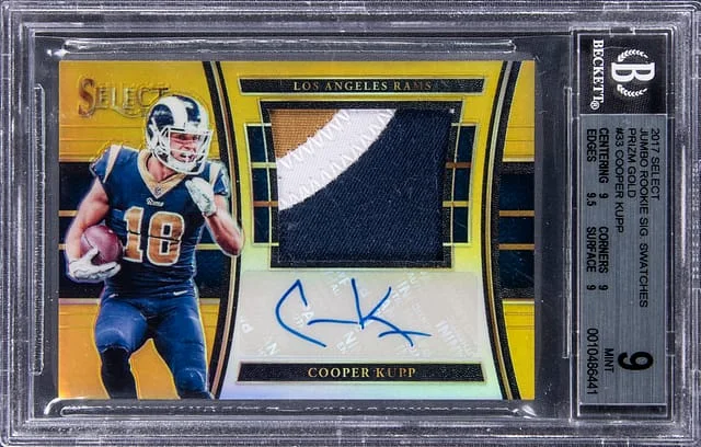 2017 Panini Select Cooper Kupp Jumbo Signature Swatches Gold Prizm #33 card image