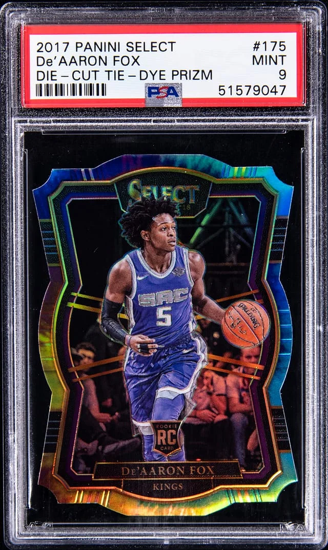 2017 Panini Select De'Aaron Fox Die-Cut Tie-Dye Prizm #175 card image