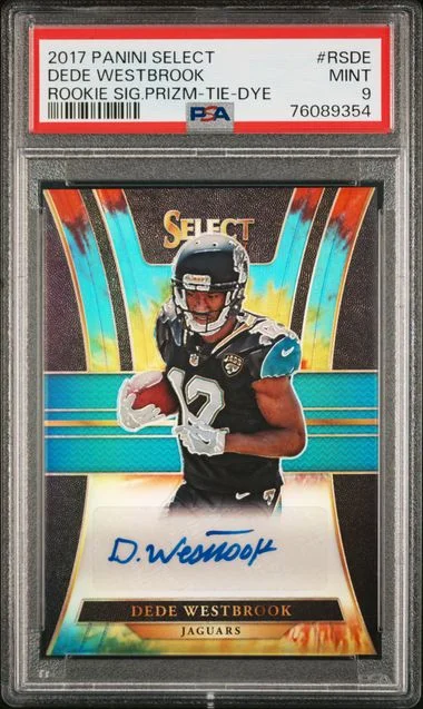 2017 Panini Select Dede Westbrook Signatures Tie-Dye Prizm #RS-DE card image