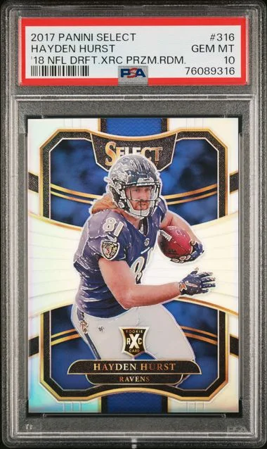 2017 Panini Select Hayden Hurst 18 NFL Draft XRC Prizm Redemption #316 card image