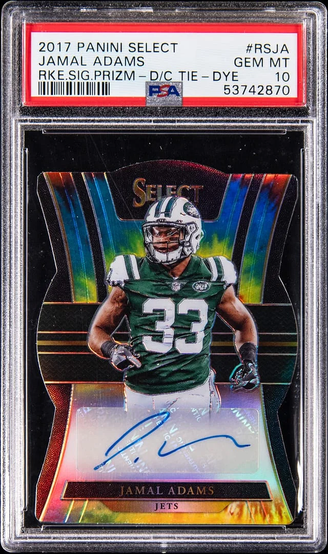 2017 Panini Select Jamal Adams Signatures Prizm-Die Cut Tie-Dye #RS-JA card image