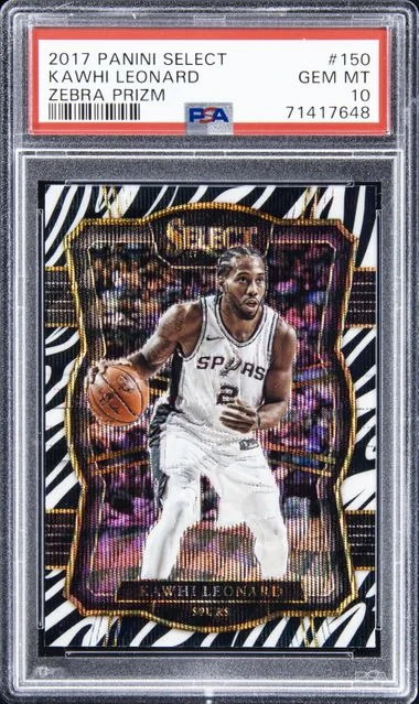 2017 Panini Select Kawhi Leonard Zebra Prizm #150 card image