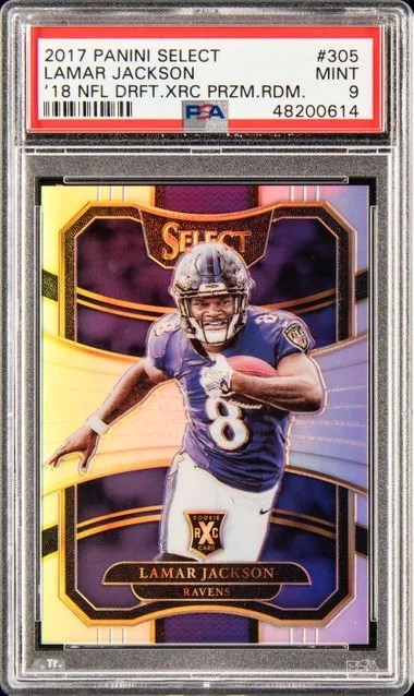 2017 Panini Select Lamar Jackson 18 NFL Draft XRC Prizm Redemption #305 card image