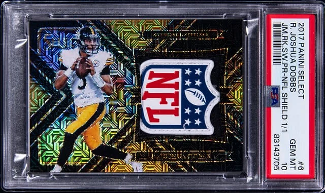 2017 Panini Select R. Joshua Dobbs Jumbo Swatch Prizm NFL Shield Black Prizm #6 card image