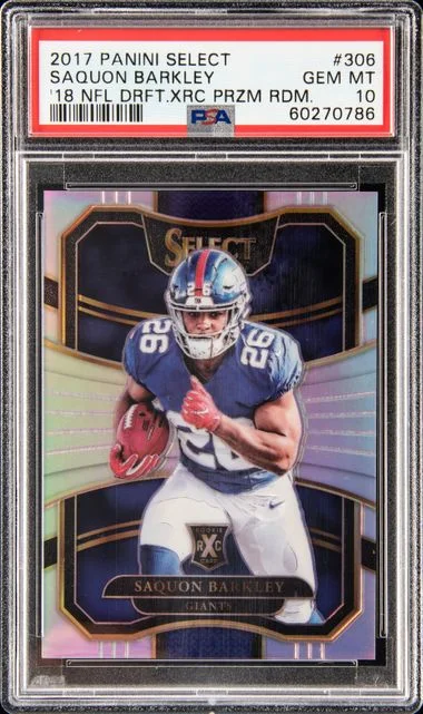 2017 Panini Select Saquon Barkley 18 NFL Draft XRC Prizm Redemption #306 card image