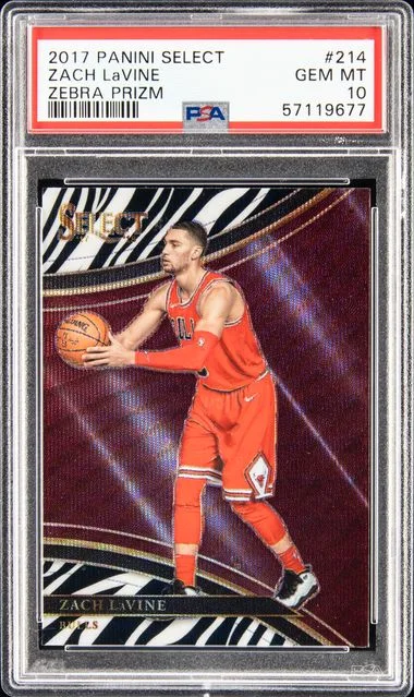 2017 Panini Select Zach Lavine Zebra Prizm #214 card image
