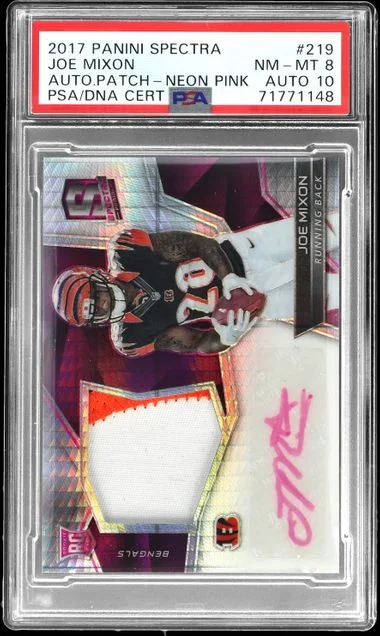 2017 Panini Spectra Joe Mixon Autograph Patch-Neon Pink #219 card image