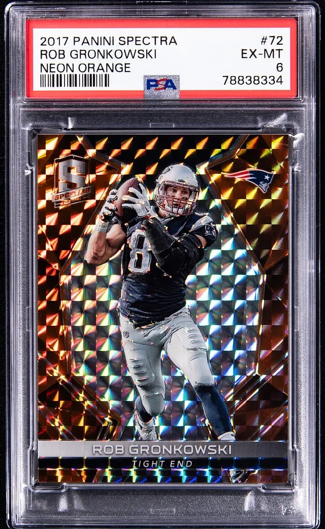 2017 Panini Spectra Rob Gronkowski Neon Orange Prizm #72 card image