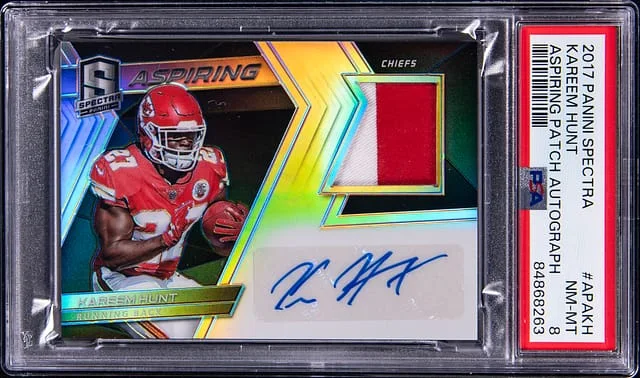 2017 Panni Spectra Aspiring Patch Autograph Kareem Hunt #APAKH card image