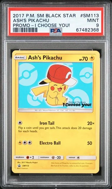 2017 Pokemon SM Black Star Promo I Choose You! Ash's Pikachu #SM113 card image