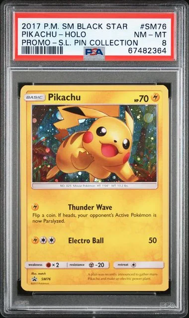 2017 Pokemon SM Black Star Promo Shining Legends Pin Collection Rare Holofoil Pikachu #SM76 card image