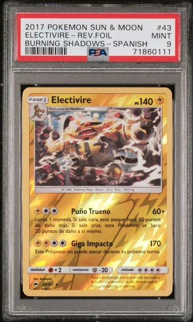 2017 Pokemon Spanish Sun & Moon Burning Shadows Rare Reverse Holofoil Electivire #43 card image