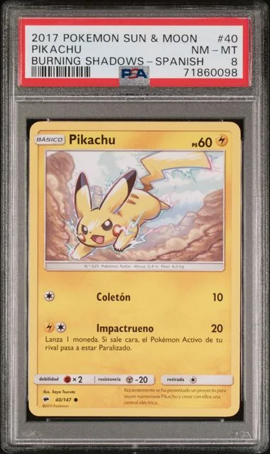 2017 Pokemon Sun and Moon Burning Shadows Spanish Pikachu #40 card image