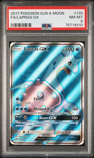 2017 Pokemon Sun and Moon Full Art Lapras GX #139 card image