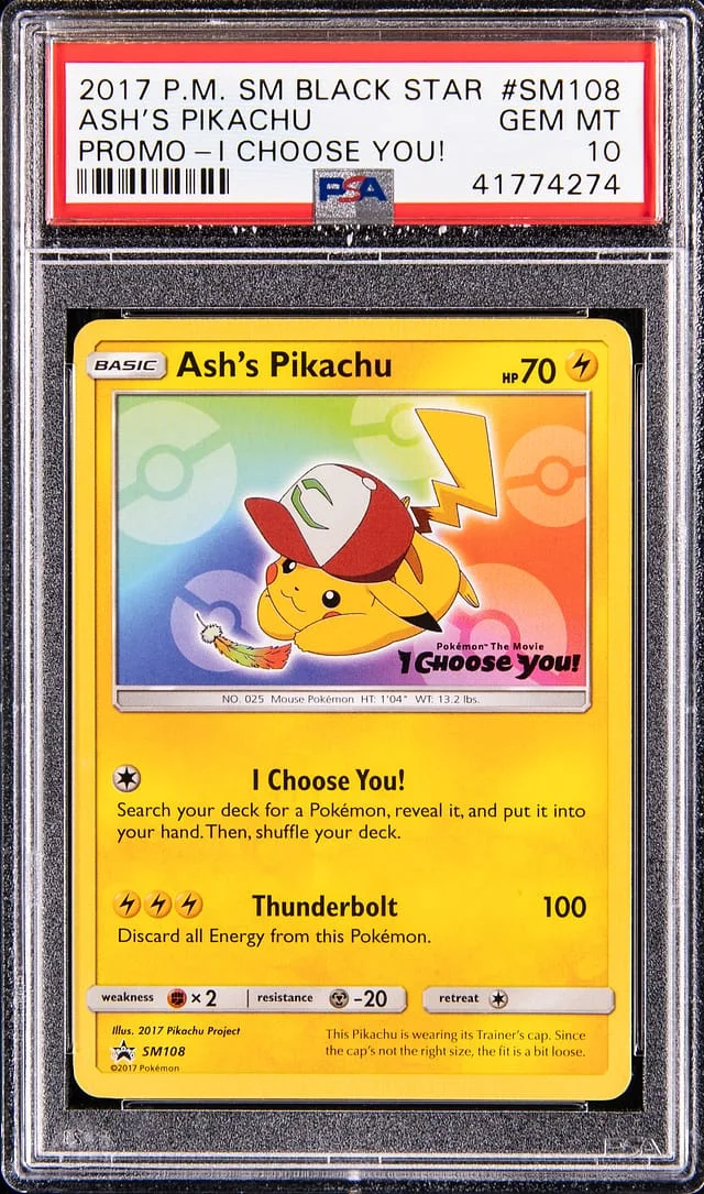 2017 Pokemon Sun & Moon Black Star Promo I Choose You! Ash's Pikachu #SM108 card image