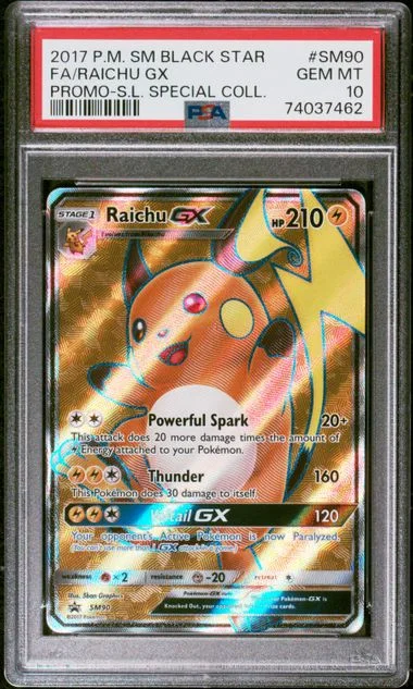 2017 Pokemon Sun & Moon Black Star Promo Shining Legends Special Collection Full Art Raichu GX #SM90 card image