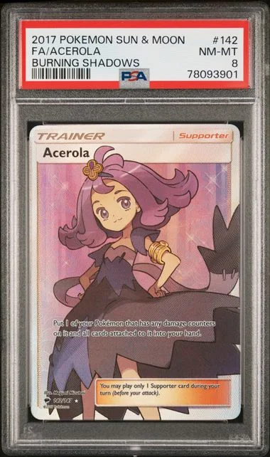2017 Pokemon Sun & Moon Burning Shadows Full Art/Acerola #142 card image