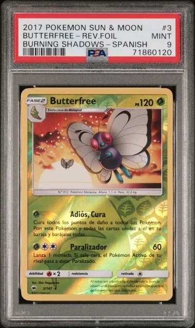 2017 Pokemon Sun & Moon Burning Shadows Spanish Reverse Foil Butterfree #3 card image
