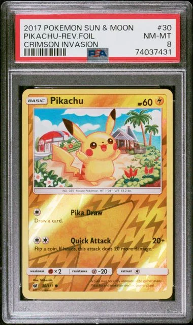 2017 Pokemon Sun & Moon Crimson Invasion Reverse Foil Pikachu #30 card image