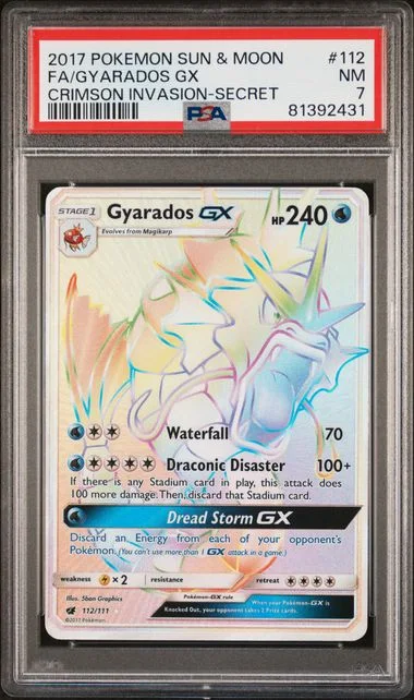 2017 Pokemon Sun & Moon Crimson Invasion Secret Full Art/Gyarados Gx #112 card image