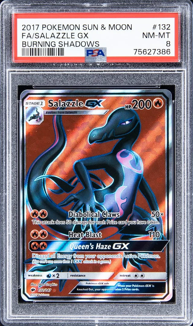 2017 Pokemon Sun & Moon Full Art Burning Shadows Salazzle GX #132 card image