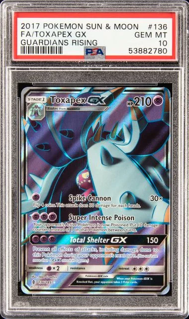2017 Pokemon Sun & Moon Guardians Rising Full Art Toxapex GX #136 card image