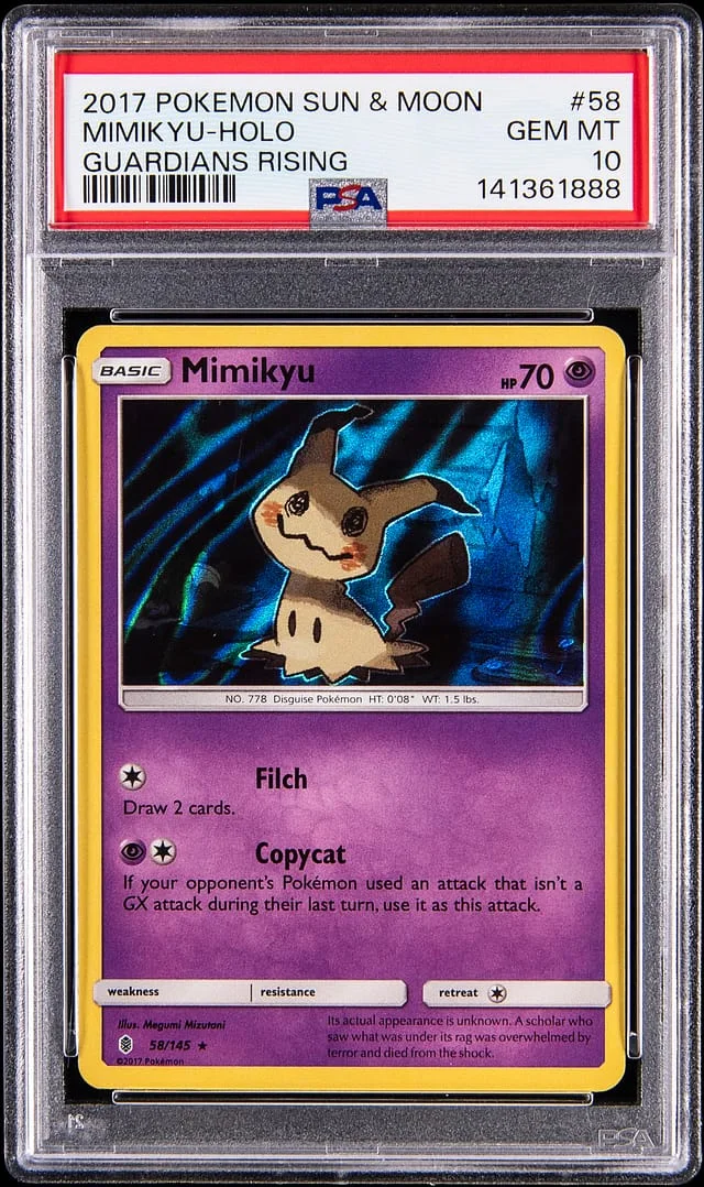 2017 Pokemon Sun & Moon Guardians Rising Holo Mimikyu #58 card image