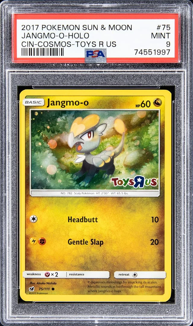 2017 Pokemon Sun & Moon Holofoil - Cin-Cosmos - Toys R Us Jangmo - O #75 card image