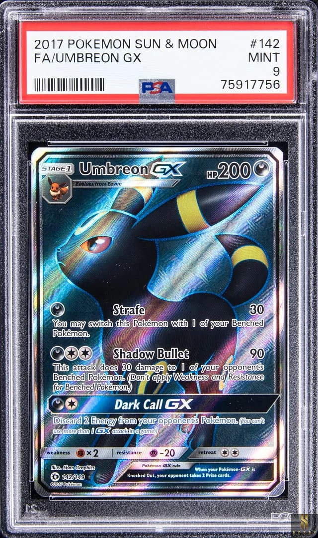 2017 Pokemon Sun & Moon Rare Full Art Umbreon GX #142 card image