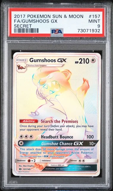 2017 Pokemon Sun & Moon Secret Full Art Gumshoos Gx #157 card image
