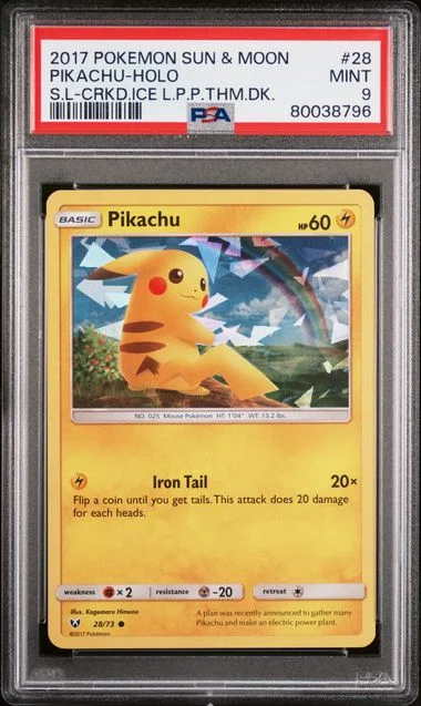 2017 Pokemon Sun & Moon Shining Legends Cracked Ice Let's Play Pikachu! Theme Deck Pikachu-Holo #28 card image