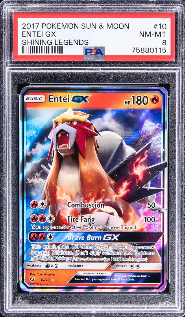 2017 Pokemon Sun & Moon Shining Legends Entei GX #10 card image
