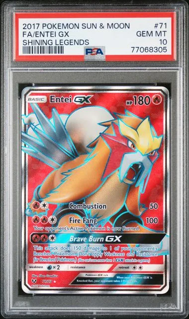 2017 Pokemon Sun & Moon Shining Legends Full Art Entei GX #71 card image