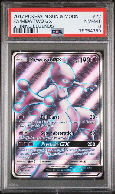 2017 Pokemon Sun & Moon Shining Legends Full Art/Mewtwo Gx #72 card image