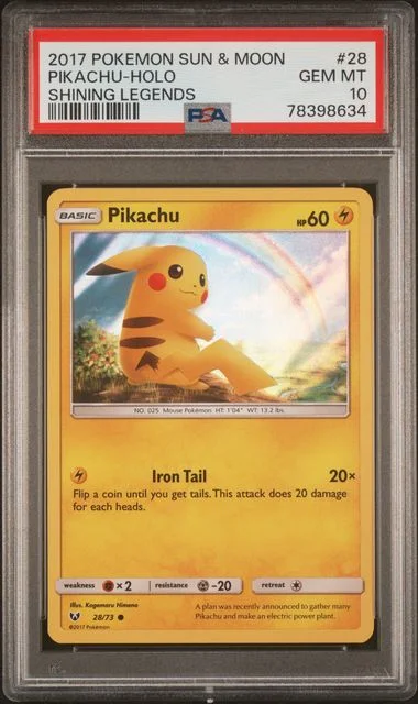 2017 Pokemon Sun & Moon Shining Legends Pikachu-Holo #28 card image