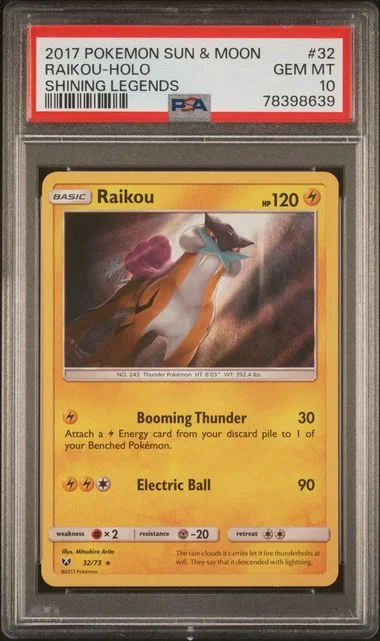 2017 Pokemon Sun & Moon Shining Legends Raikou-Holo #32 card image