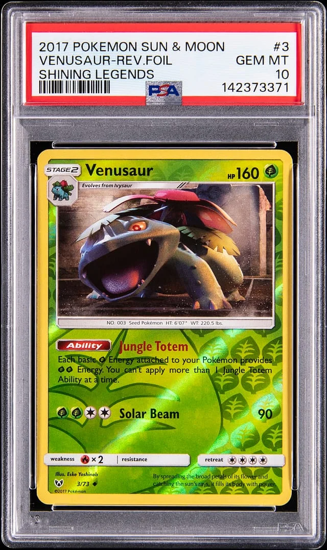 2017 Pokemon Sun & Moon Shining Legends Reverse Holo Venusaur #3 card image