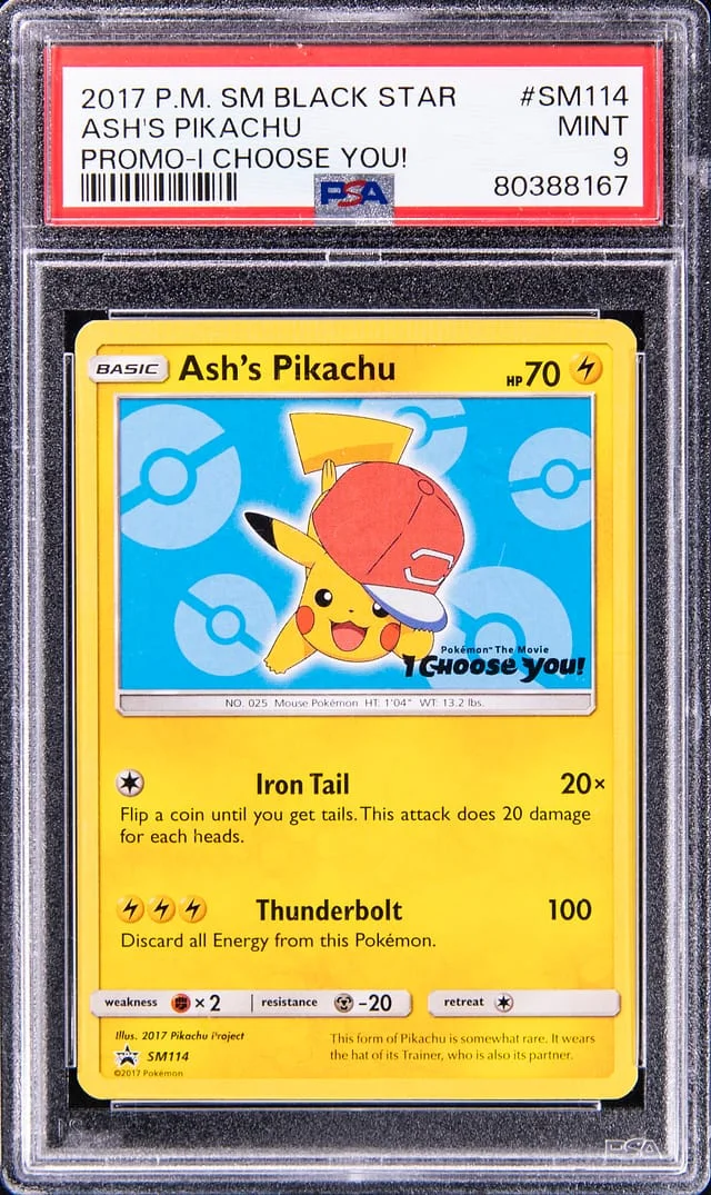 2017 Pokemon Sun/Moon Black Star Promo I Choose You! Ash's Pikachu #SM114 card image