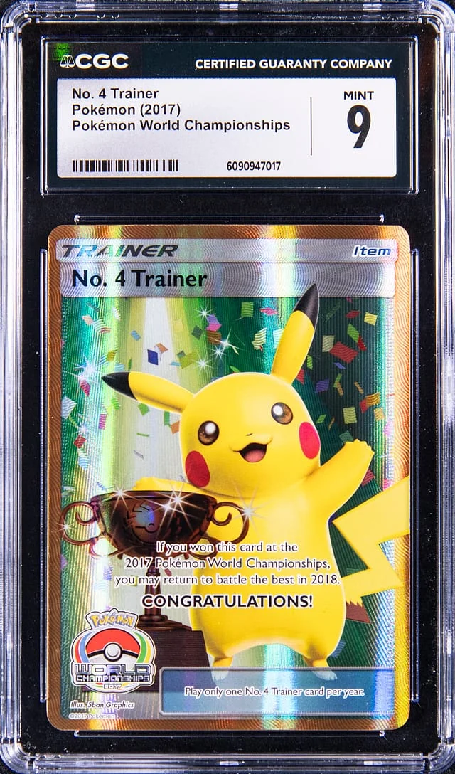 2017 Pokemon World Championships No. Trainer Trophy Pikachu #4 card image