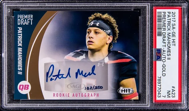 2017 SA-GE HIT Premier Draft Autographs Gold Patrick Mahomes II #A23 card image
