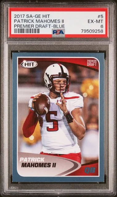 2017 Sa-Ge HIT Premier Draft Blue Patrick Mahomes II #5 card image