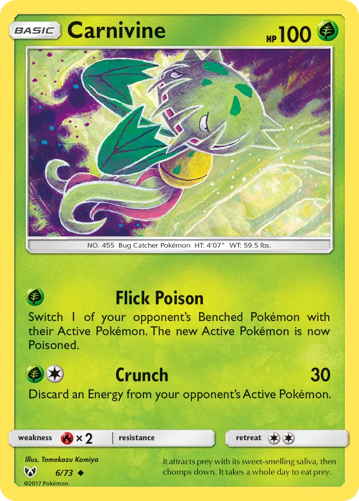 2017 Shining Legends Carnivine Uncommon #06/73 Uncommon card image