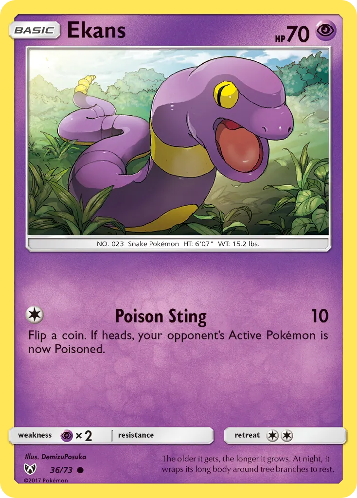 2017 Shining Legends Ekans Common #36/73 Common card image