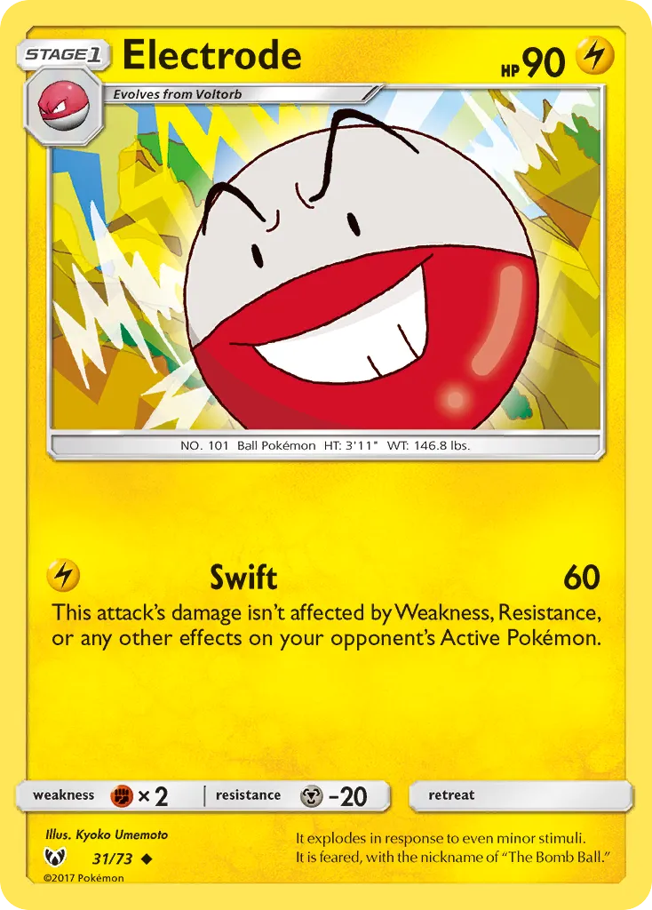 2017 Shining Legends Electrode Uncommon #31/73 Uncommon card image