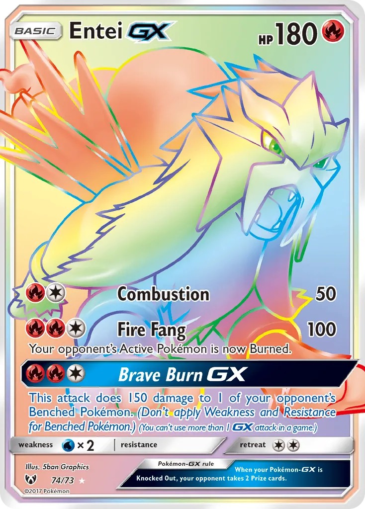 2017 Shining Legends Entei-GX Rare Holo GX #10/73 Rare Holo GX card image