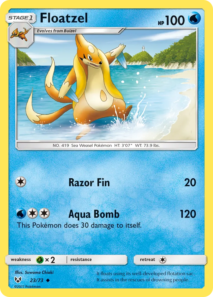 2017 Shining Legends Floatzel Uncommon #23/73 Uncommon card image